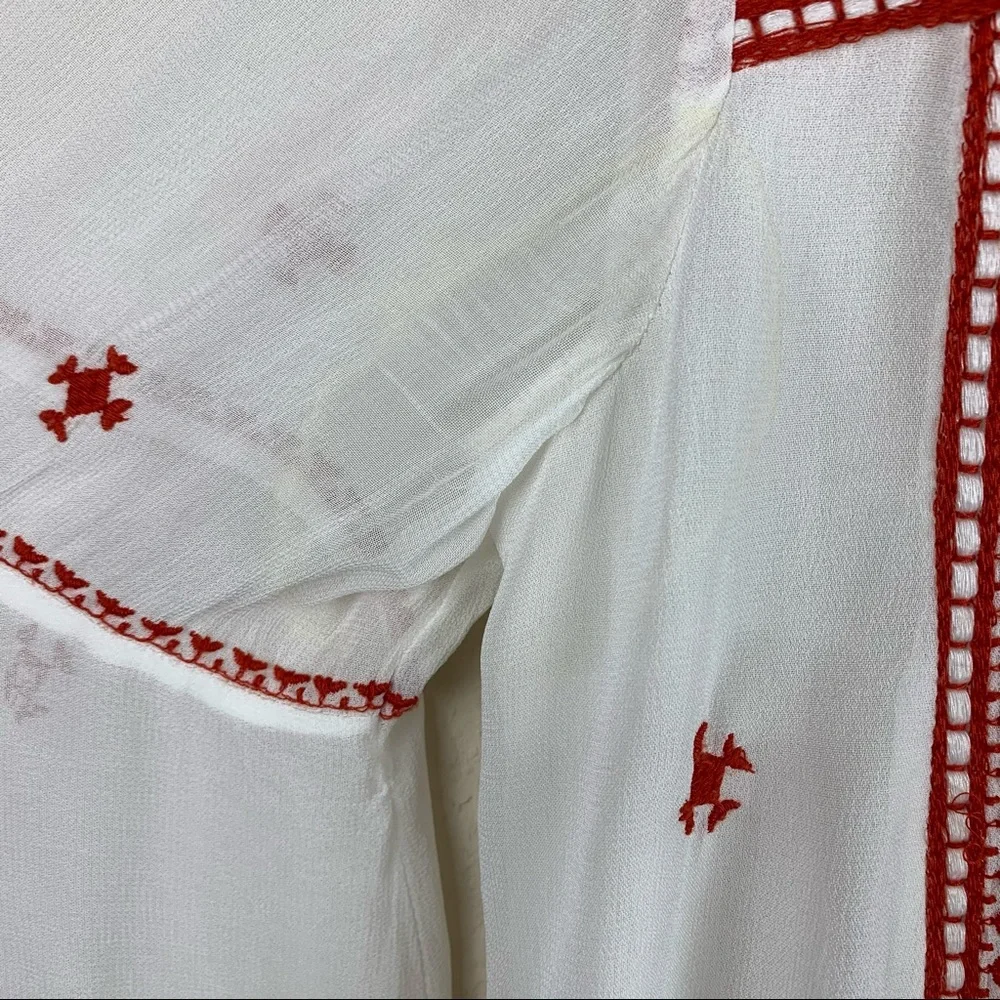 FLOREAT White Boho Blouse Red Embroidery 8 - Picture 13 of 13